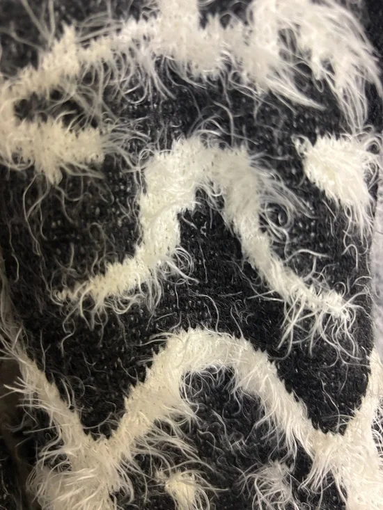 Lauren Michelle Black & White Fuzzy Open Cardigan - Picture 3 of 3